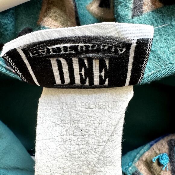 VTG Dee California Totally 80s Jumpsuit Short Sleeve Gold Button Front Teal L - Picture 5 of 6